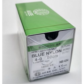 아이리 AILEE Blue Nylon 봉합사 4-0 18mm Rev. cutting NB434, 1개