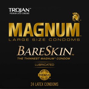 Tojan Magnum BaeSkin Lage Size Lubicated Latex - 24CT 트로잔 매그넘 베어스킨 라지사이즈 라텍스 24개, 24개입, 1개