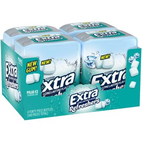 EXTRA Gum Refeshes 폴라 아이스 벌크 츄잉껌 - 무설탕 40피스 실시간 병 4개 팩 115013