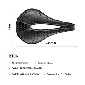 RYET 울트라 풀 카본 3D 프린트 자전거 새들 고모듈러스 탄소 섬유 베이스 MTB 산악 사이클링 시트 부품 145mm 205g 7x9