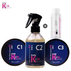 [퓨어케어] 헤어클리닉 시스템 C1 C2 C3+ (데미지케어샴푸 70ml + 비닐캡+어깨보 비닐장갑 증정)무코타/신데렐라/헤어팩/미용실클리닉/미용실트리트먼트