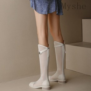 [Myshe]여성 여름 패션 무릎부츠 롱 망사 부츠 n7 YanF716