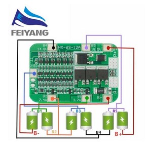 6 팩 18650 리튬 이온 리튬 배터리 셀 모듈 DIY 키트용 6S 15A 24V PCB BMS 보호 보드 전자 부품 액세서리 소스