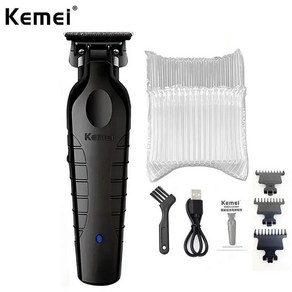 Kemei 2299 이발사 무선 헤어 트리머 0mm 제로 갭 조각 클리퍼 디테일러 전문 전기 마무리 커팅 머신, 01 KM2299-NO Box, 1개