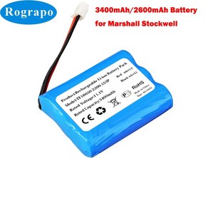 마샬 스톡웰 블루투스 무선 스피커용 리튬 이온 배터리 TF18650-2200-1S3PA DIY 설치 11.1V 3400mAh 2600mAh 신제품, 1)11.1V 3400mAh, 1개