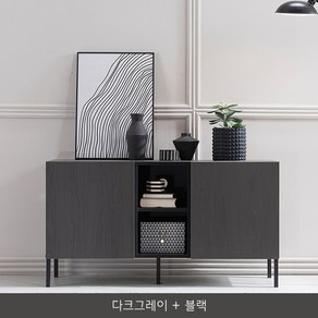 리바트 무드 모던 1200 높은거실장 4색택1, 다크그레이+블랙