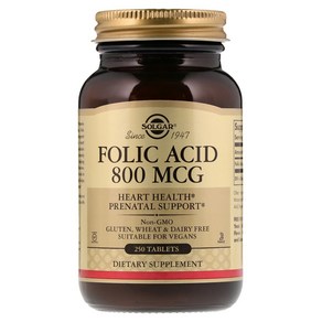 솔가 엽산 800mcg 250정 (타블렛) Solga Folic Acid 250tabs, 1개