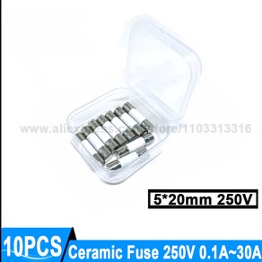 세라믹 퓨즈 250V 0 1A 2A 5A 3A 3 15A 4A 6A 7A 8A 10A 12A 20A 25A 30A 5x20mm 10, 10Pcs, 250V F5A, 10개