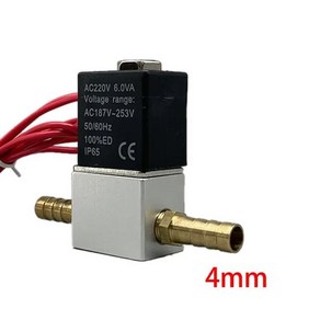 12V 24V 220V 공압 전기 솔레노이 밸브 2 위치 포트 정상 폐쇄 공기 마그네틱 6mm 8mm 호스 바브 연결, [06] 4MM-4MM Bab, [01] DC 12V, 1개