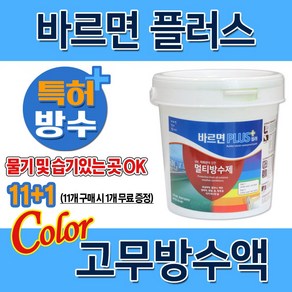 바르면 PLUS 컬러 1L 고무탄성방수 수성 도막 방수제 벽면 옥상 침투