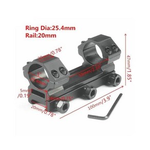 MIZUGIWA 전술 사냥 일체형 플랫 탑 듀얼 링 위버 레일 트 라이플 레이저 스코프 사이트 피스톨 25.4mm 1, 1개