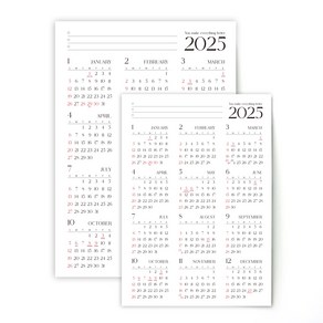 2025 포스터 달력 캘린더 한장달력 냉장고달력 연력 (B4 + A3 Size), 1세트, 3.블랙감성