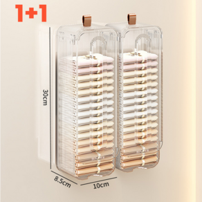 홈프 무타공 벽걸이 속옷 양말 정리함, 1개, 투명 화이트 1+1