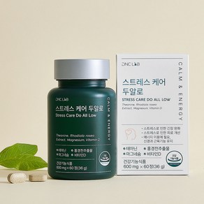 스트레스케어 두알로 L 테아닌 홍경천 식약처인정 긴장완화 피로개선 비타민D 마그네슘, 1박스, 60정