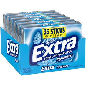 EXTRA Gum 스피아민트 무설탕 츄잉껌 메가 팩 스틱 35개6팩 115888, 6개