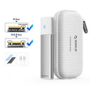 오리코 M.2 NVMe USB3.2 10Gbps SSD 외장케이스+수납가방 세트 PWM2-G2, 화이트+수납가방, 1개