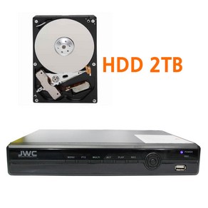 JWC CCTV 녹화기 DVR 4채널 카메라 저장장치 인터넷 연결 스마트폰확인가능, JDO-4005D(4채널) + 2TB, 1개