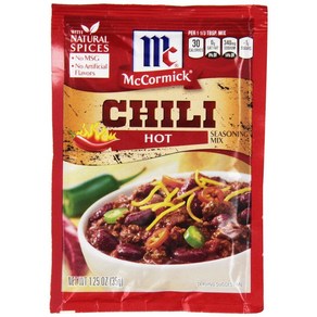 McComick HOT Chili Seasoning Mix (Pack of 4) 1.25 oz Packets McComick HOT 칠리 시즈닝 믹스(4팩) 1.25온스 패킷, 35g, 4개