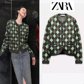 ZARA 자라 3597143 다이아몬드 자카드 니트 가디건 03597143330