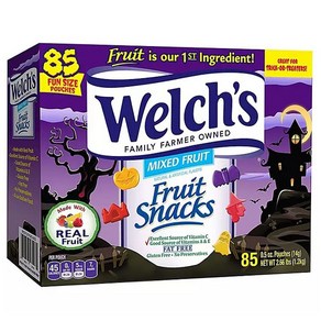 할로윈 웰치스 에디션 후르츠 스낵 젤리 85개입 Welchs Halloween Mixed Fuit, 1.2kg, 1개