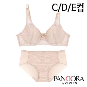 [판도라by비비안]C/D/E컵 레이스 풀컵몰드브라팬티2종(PB7158)75C-85E