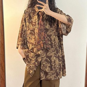 여성 빅사이즈 블라우스 박시 플라워 M ~ 4XL 오버핏 여름 셔츠 오피스룩 루즈핏 꽃 캐주얼 롱 꽃무늬 남방