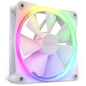 NZXT F120 RGB 팬 - RF-R12SF-W1 고급 조명 사용자 지정 속삭이는 조용한 냉각 싱글RGB 및 컨트롤러 필요 포함되지 않음 120mm 흰색, White, Static Pessue