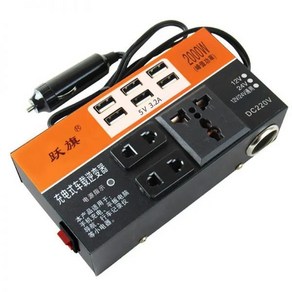 차량용 인버터 전원 2000W 피크 DC 12V 24V to 110V 220V 컨버터 트립 6 USB 과부하 보호, 1개