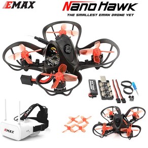 EMAX 나노호크 Whoop FPV 초보자 실내 레이싱 드론 FSky D8 런캠 Nano3 카메라 25mw VTX 5A BlheliS 58G 안경 65mm 1S, 6)0802 19000kv Moto, 1개