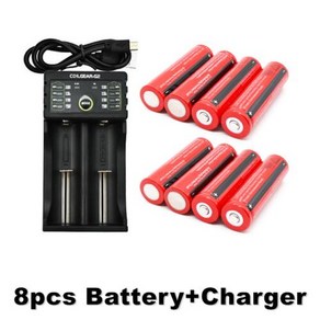 18650 배터리 37V 6800mAh 충전식 리튬 이온 배터리 Led 손전등 토치 배터리 litio 배터리 충전기, 07 8 PCS