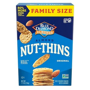 Blue Diamond Almonds Nut-Thins 글루텐 프리 크래커 크리스프 오리지널 패밀리 사이즈 218.3g(7.5온스), 1개, 218g