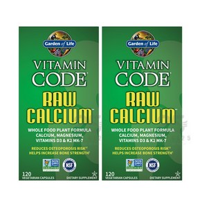 가든오브라이프 비타민 코드 로우 칼슘 120베지캡슐 2병 Gaden of Life Vitamin Code Raw Calcium 120vc, 2개, 120정