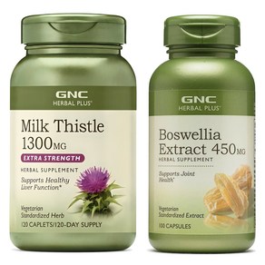 GNC 밀크씨슬 1300mg 120정 + 보스웰리아 엑스트라 베지 캡슐 450mg 100정, 1세트, 1ml, 1g