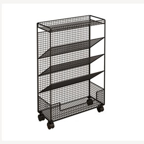 CNTCSM이동식 북카트 미니 책상정리 철제 수납랩 책꽂이, 블랙