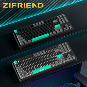 ZIFRIEND G87 LED 기계식 커스텀 게이밍 키보드 유선 리니어 저소음 은축 게임 컴퓨터 자판 PBT키캡 측각 핫스왑 흰빛 87키