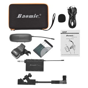 전문 Baomic BM-12 V2UHF 무선 악기 마이크 시스템 색소폰용 리시버 송신기 16 채널, 1개