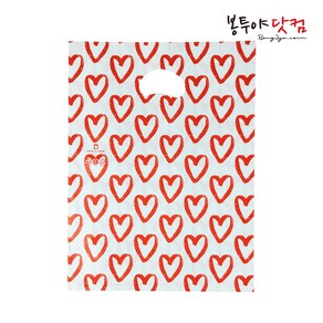 봉투야닷컴 LDPE 30호 (30x39cm) 50장 비닐쇼핑백, 하트-레드