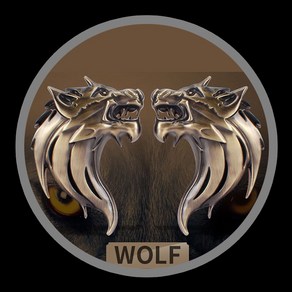 자동차 디자인 WOLF 늑대 엠블럼(좌우2개1세트), 블랙