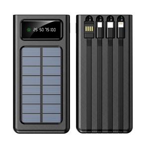 세계일주 30000mAh대용량 태양광 보조배터리 캠핑 여행 적용BAS-T980D, 10000mAh, 블랙