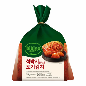 올따옴 CJ 냉장 비비고 석박지를 넣은포기김치3kg 1개, 3개, 3kg