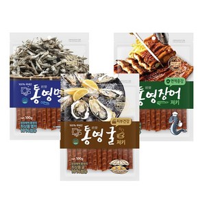 국내생산 청정해역 통영 져키 강아지 소프트 간식 굴 멸치 장어 3EA, 3개, 100g, 혼합 굴 멸치 장어 져키