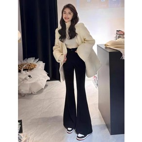 여성용 인조 양털 롱코트 가을 겨울 오버사이즈 따뜻한 더블브레스트 코트ll