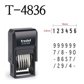 TRODAT 트로닷 T-4836 6단 넘버링 숫자도장 스탬프 (글자크기) 4mm, 1개, 흑색