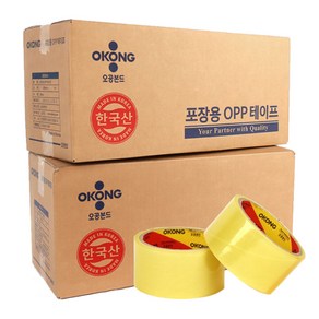 오공 OPP 박스테이프 아크릴 투명 미색 48mm 40m 80m 100m 1박스 국산, 48mm/40m 50입 1BOX (미색)