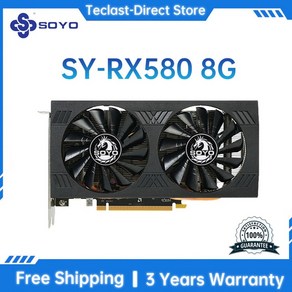 컴퓨터 부품 SOYO AMD RX5700XT 5500XT 6600 6600XT 580 8GB 6800XT 16GB GDDR6 128Bit 7NM PCIE4.0X16 게임 그래픽 카, 03 RX580 8G