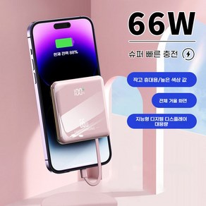 PYHO 휴대용 대용량 20000mAh 초고속 충전, 핑크색