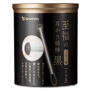 SANYO 시후쿠 360도 귀이개 면봉 블랙, 1개, 100개입