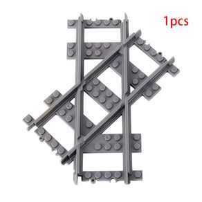 MOC 시티 기차 레일 크로싱 유연한 트랙 포크 직선 곡선 스위치 빌딩 블록 브릭 창의적인 DIY 장난감, D-1pcs, 1개