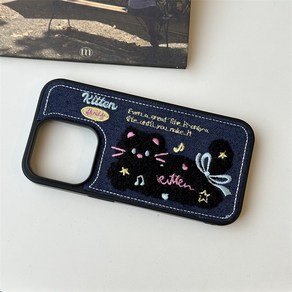 Denim Meow Case 데님 고양이 아이폰 케이스 진청 폰