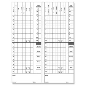 골프 기록지 도그레그 디자인 스튜디오 통계 추적 골프 스코어카드 10매 20라운드 수직 레이아웃 내부 홀더 포켓 카트에 저널에 로그 기어 퍼팅 F R 스트로크 기록합니다, 1개